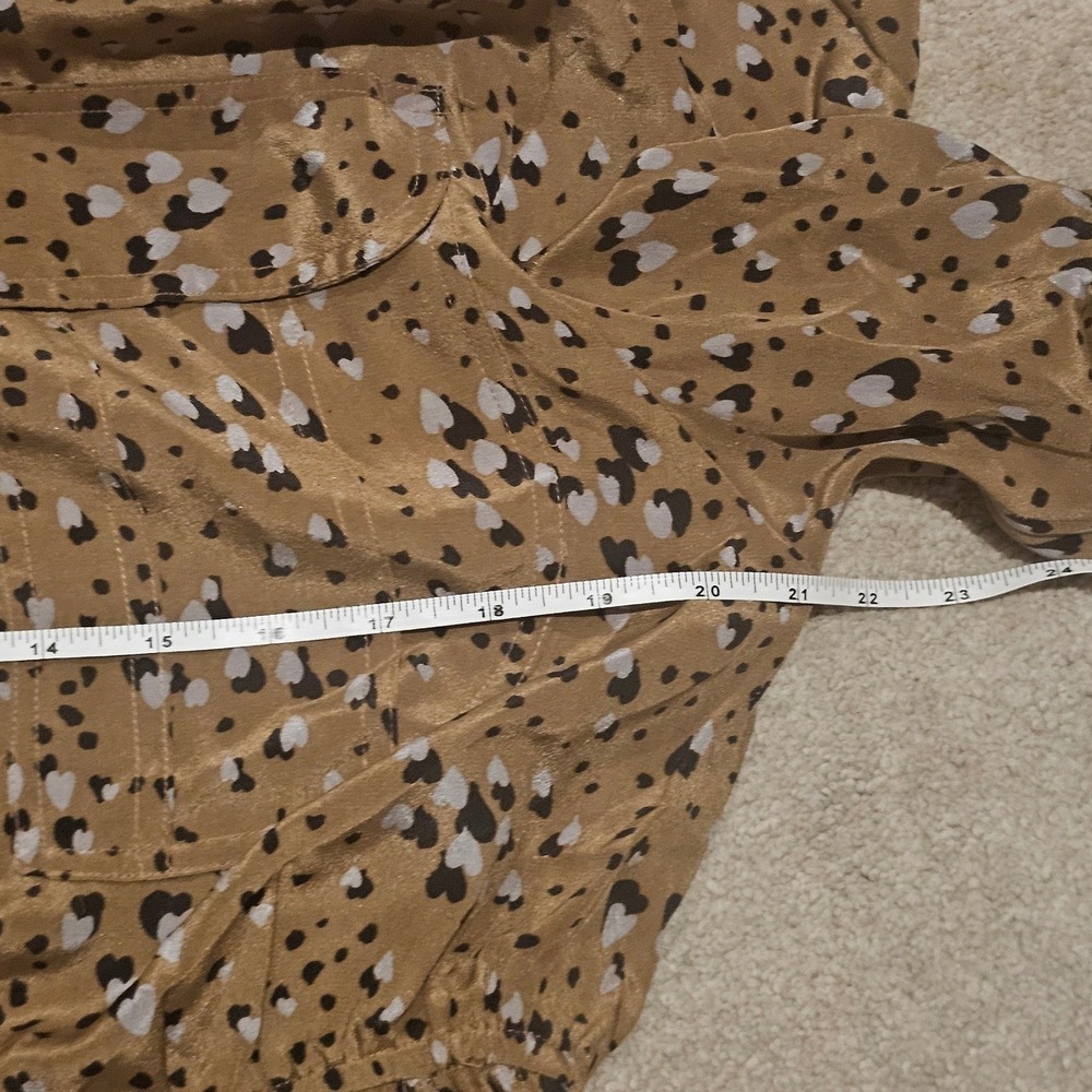 TWENTY8TWELVE Women Brown Heart Print Silk Long Sleeve Utility Romper Jumpsuit 2 - Picture 7 of 8